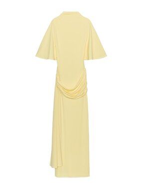 Zara Open Back Cape Maxi Dress - Bright yellow